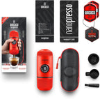 WACACO Nanopresso Portable Espresso Maker Bundled with Protective Case, Mini Travel Coffee Machine, Perfect for Camping, Travel Thanksgiving Christmas Coffee Present (Elements Lava Red)