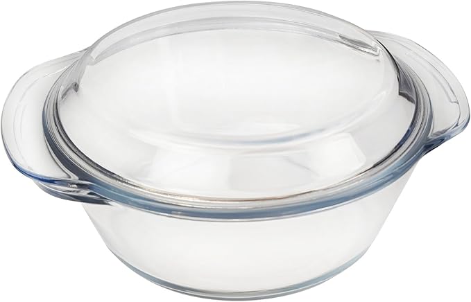 Small Glass Casserole Dish With Lid, 1.5L Microwavable Bowl, Easy Grab Baking Dish - Oven Safe