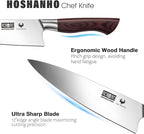 8 Inch Chef Knife for Cooking, Super Sharp High Carbon Stainless Steel Kitchen Knife, Professional Japanese Knife with Durable Wood Handle