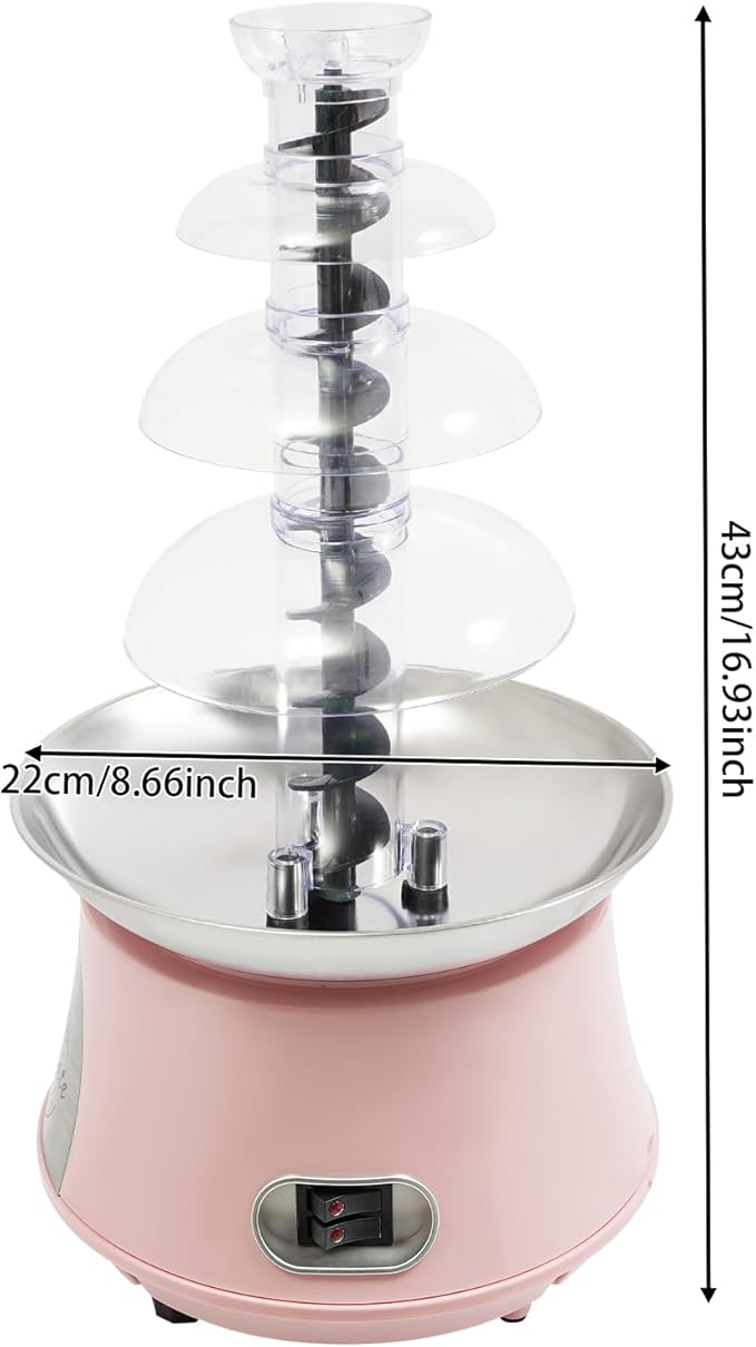 Chocolate Fountain Machine - 4 Tier Electric Chocolate Fondue Fountain Machine for Parties - Melts Cheese, Queso, Candy, and Liqueur - Dip Strawberries, Apple Wedges, Vegetables, and More