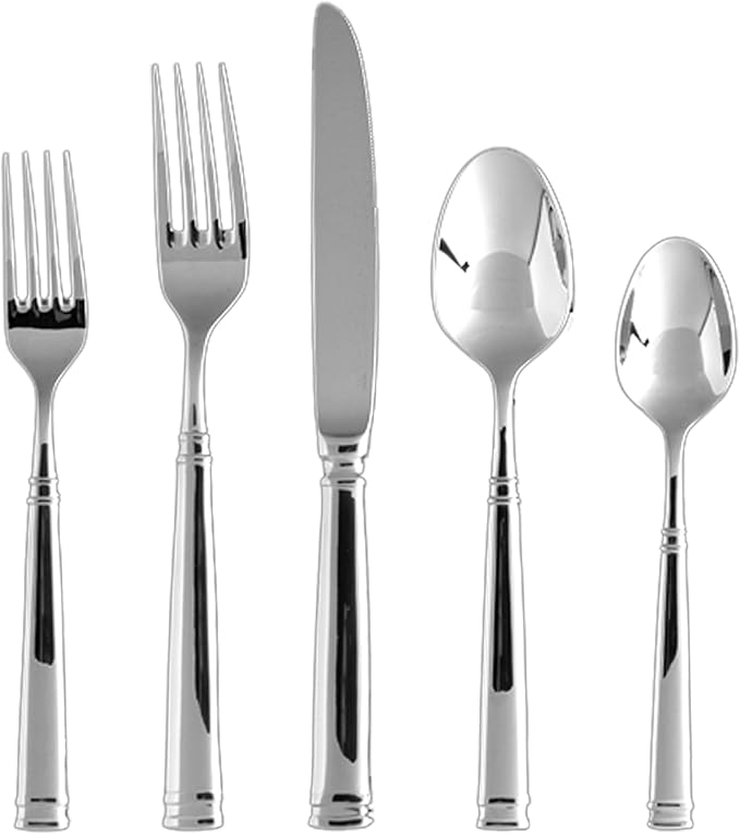 Fortessa Bistro 18/10 Stainless Steel Flatware, 5 Piece Place Setting, Service for 1