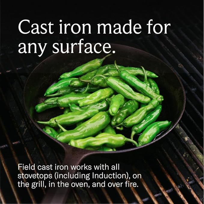 Field Company 11.63-Inch Cast Iron Skillet – Pre-Seasoned Large Frying Pan for Searing, Baking & Everyday Cooking, Lighter & Easy to Handle, Smooth, Made in USA (No.10, 4+ Servings)