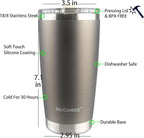 Metallic Gray 20 oz Travel Iced Coffee Mugs Cups Stainless Steel Vacuum Insulated Tumbler with Lid And Straw,Dishwasher Safe,Spill Proof,Metal,Fishing,Outsider,Car Holder,Father,men,Gym,Gift