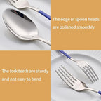 20-Piece Blue Silverware Set 18/0 Stainless Steel Silverware Set Blue Handle Cutlery Set Service for 4 Dinner Knives Forks Spoons Set Flatware Set Finish Dishwasher Safe
