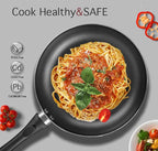 8pcs Black Ceramic Pots and Pans Set, Cooking Pan Set,Cooking Pot Set Ceramic Pan Set, Nonstick Cookware Set, Induction Safe Kitchen Cooking Set with Frying Pans, Saucepans, shovel and Ladle