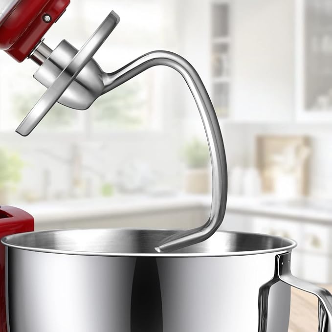 Dough Hook for KitchenAid Stand Mixer 4.5QT and 5QT, Stainless Steel Mixer Dough Attachments for Kitchenaid, Dishwasher Safe