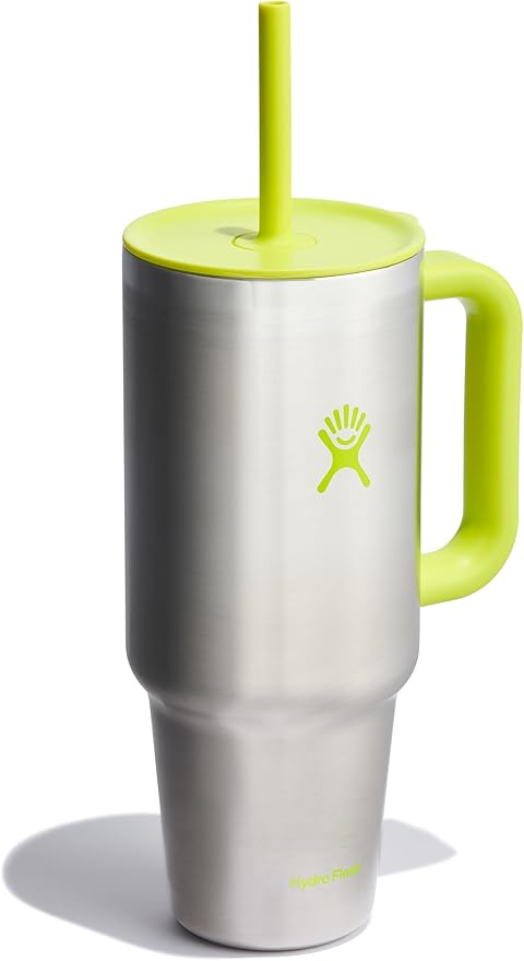 Hydro Flask 40 Oz Travel Tumbler with Handle, Lid and Straw - Insulated Stainless Steel in Stainless Steel Lime