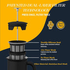 ESPRO P7 French Press Stainless Steel 304 – Patented Double Walled Micro-Filter Insulated French Press Coffee Maker, Grit-Free Brew - Heat Resistant BPA Free Coffee Maker - Matte Black (32oz)