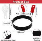 4 Inch Small Egg Rings for Frying Eggs with Foldable Handle, 2 Pack Stainless Steel Round Egg Shaper, Eggs Mcmuffin Ring Mold for Camping Pancake Sandwiches