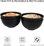 greenandlife 24oz/4PCS Wheat Straw Cereal Bowls, Lightweight Unbreakable Noodle Fruit Soup Rice Bowls Dishwasher Microwave Safe Bowl Sets, Non-toxin, BPA Free, Black