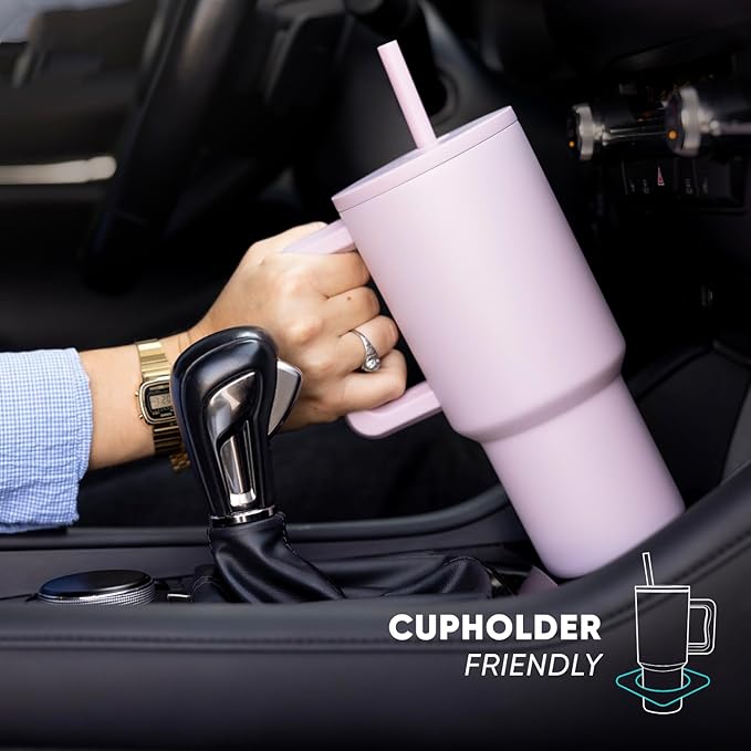 Simple Modern 30 oz Trek Tumbler with Handle and Straw Lid | Cup Holder Friendly Insulated Stainless Steel Travel Mug | Tropical Wave