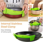 YEVIOR Clip on Strainer for All Pots Pan Pasta,Silicone Food Strainer Hands-Free Pan Strainer, Clip on Kitchen Gadgets Food Strainer for Spaghetti, Pasta, Ground Beef Fits All Bowls and Pots (Green)
