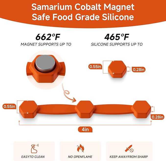 Air Fryer Magnet Silicone Buckle for Holding Down Parchment Paper, Lock Disposable Liners Safely & Prevent Paper to Burn,Orange,4 Set