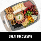 GORILLA GRIP BPA-Free Reversible Kitchen Cutting Board Set of 3, US Designed, Nonporous, Juice Grooves Catch Liquid, Slip Resistant Border, Dishwasher Safe, Durable Food Chopping Boards, Almond Gray