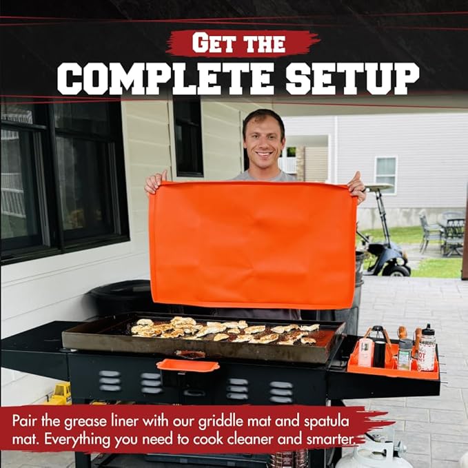 Kitchen perfection 2 Reusable Silicone Grease Cup Liners for Blackstone Griddle Grill - Fits 36 28 22 17 - Drip Catcher Tray Pans - A Must Have Blackstone Accessries for Easy Cleaning