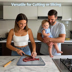 Titanium Cutting Boards for Kitchen – Dual-Sided Solid Titanium & Wheat Straw PP, Large Food-Safe Cutting Board with Juice Groove & Garlic Grinder for Meat, Veggies, Commercial or Home Use, 15”×11”