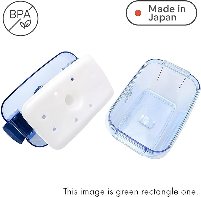 Instant Pickle Maker Vegetable Press Tsukemono Container Rectangle Made in Japan BPA Free (Blue 0.8L)