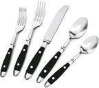Retro 20-Piece Silverware Set, Stainless Steel Cutlery Set, Vintage Flatware Set with Black Bakelite Handle, Dishwasher Safe| Service for 4