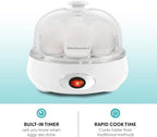 Elite Gourmet EGC322CW Easy Egg Cooker Electric 7-Egg Capacity, Soft, Medium, Hard-Boiled Egg Cooker with Auto Shut-Off, Measuring Cup Included, BPA Free, Classic White