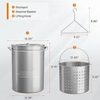 ROVSUN 44-Quart Stainless Steel Turkey Fryer & Seafood Boil Pot with Basket, Lid & Hook, Large Stock Pot for Outdoor Cooking of Turkey, Crawfish, Crab, Lobster & Shrimp