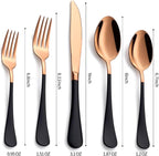 20-Pieces Rose Gold and Black Silverware Sets for 4,Black Handle Stainless Steel Cutlery Set, Include Forks Spoons and Knives Set, Dishwasher Safe Utensil Sets for Home Restaurant