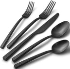 Alata Cube Black&Ripple Black 20-Piece Silverware Set Stainless Steel Flatware Set
