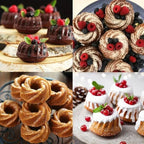 Tongjude 48 Pieces Silicone Donut Mold, 3.15" Diameter 1.37" Deep Small Reusable Baking Cups, Non-Stick, 4 Shape Silicone Molds, Heat Resistant Bakeware for Bagel, Muffin, Jello and Cake Baking