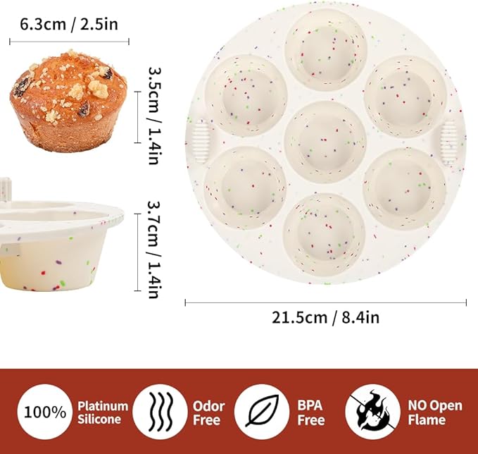 GOKCEN's Silicone Egg Bite Molds [2 Pack] Air Fryer Accessories - Fit Air Fryer 5,6,8 qt Pressure Cooker - Food Freezer Tray - Reusable Storage Container (Round - Confetti)