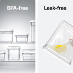 Premium Airtight Food Storage Containers, Mini Square 2pc/set(0.85qt), Smart One-Click Seal Lid, No Hinges, 100% Leak Proof, BPA-FREE, Dishwasher, Freezer & Microwave Safe