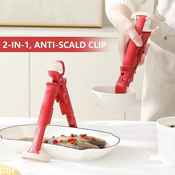 2-in-1 Multi-Purpose Anti-Scalding Hot Bowl Dish Plate Gripper Clips Tongs Clamp Holder for Microwave Cooking Oven