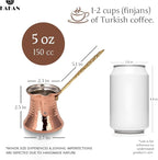 Hakan Turkish Coffee Pot | Stove Top Water Boiler, Coffee Maker, Butter, Chocolate & Milk Warmer | Even and Quick Heat with Handcrafted Copper Material | Coffee Gifts Idea, 5 Oz (150 cc)