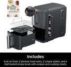 Ninja Air Fryer, 8 QT DoubleStack 2-Basket, Space Saving Design, Cooks 2lb Chicken Wings, Feeds up to 6 People, 6-in1 Air Fryer, Roast, Bake & More, Easy to Clean, Dishwasher Safe Parts, Black, SL201