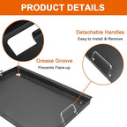Full-Size Griddle Inserts for Nexgrill Home Depot 4 Burner & 5 Burner Grills 720-0830H 720-0830X 720-0888 720-0888N, Flat Top Griddle with Silicone Handles for Nexgrill 5 Burner 720-0882A 720-0882S