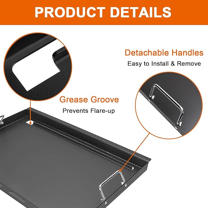 Full-Size Griddle Inserts for Nexgrill Home Depot 4 Burner & 5 Burner Grills 720-0830H 720-0830X 720-0888 720-0888N, Flat Top Griddle with Silicone Handles for Nexgrill 5 Burner 720-0882A 720-0882S