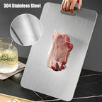 Stainless Steel Cutting Board for Kitchen, 304 Double Sided Heavy Duty Chopping Board, Food-Grade Titanium Board for Meat, Fruit, Vegetables, Baby Food, 15x11in