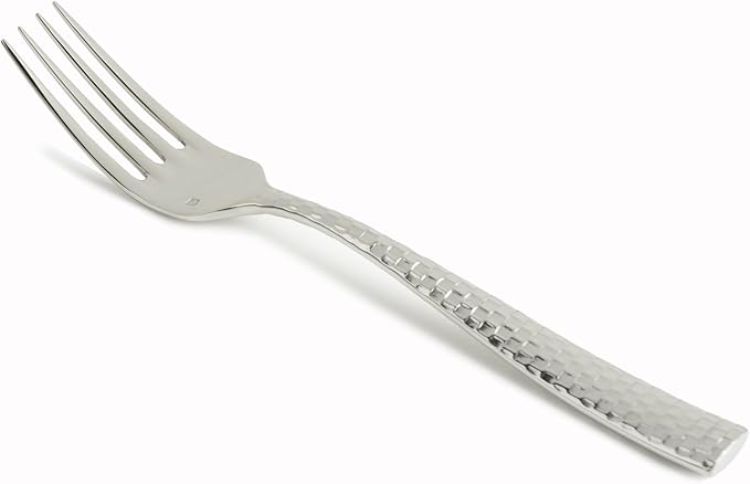 Fortessa Lucca Faceted 18/10 Stainless Steel Flatware Salad/Dessert Fork, Set of 12