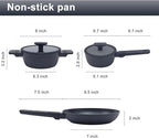 Nonstick Cookware Set Non Toxic, 3-Piece Pots and Pans Set, PFOA/PTFE Free, Induction Ready & Dishwasher Safe, Ceramic Coating for Easy Release