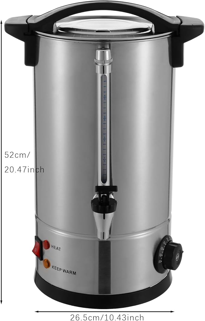 Coffee Urn, 160 Cup Coffee Percolator Commercial Coffee Maker, 25L Stainless Steel Coffee Maker Hot Water Beverage Dispenser Electric Coffee Urn For Catering, Wedding, Party (25L)