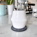 KRUVE CASCADE Porcelain Coffee Cups, 2.5oz Double-Walled Espresso Cups, Sensory Espresso Coffee Mug Set for Heat Retention, White Porcelain Drinking Glasses with Enhanced Aroma, Elegant Cup Design