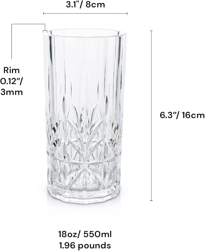 BELLAFORTE Shatterproof Tritan Tall Tumbler, Set of 4, 18oz - Myrtle Beach Drinking Glasses - Unbreakable Plastic Glasses Drinking for Gifting, Parties- BPA Free - Dishwasher Safe-Mix color
