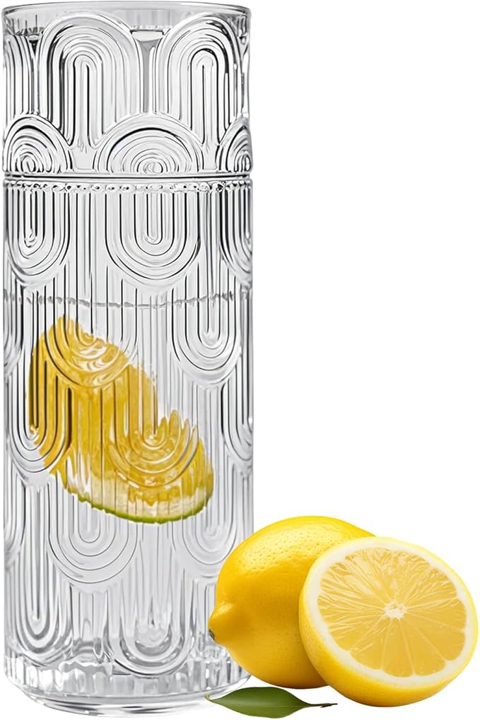 Bedside Water Carafe and Glass Set, 21.6oz Water Carafe with 6oz Glass Cup with Lid, Clear