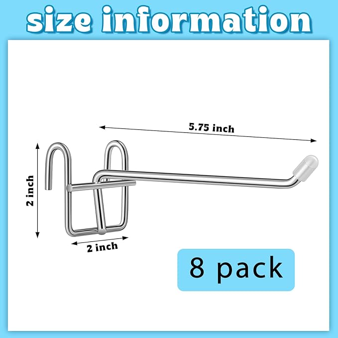 8 Pcs Accessory Hooks for Wire Shelving with Rubber Cover Heavy Duty Metal Hooks for Hanging Kitchen Utensils Wire Shelf Accessories Room Organization (Silver)