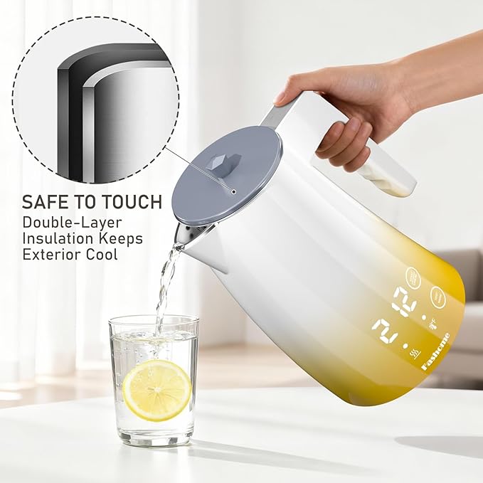 Electric Kettle with 5-Temperature Control,1.25L Cordless,Penguin Shape Design,1200W with Keep Warm and Auto Shut-Off,Perfect for Tea,Coffee & Themed Kitchen(Yellow Gradient)