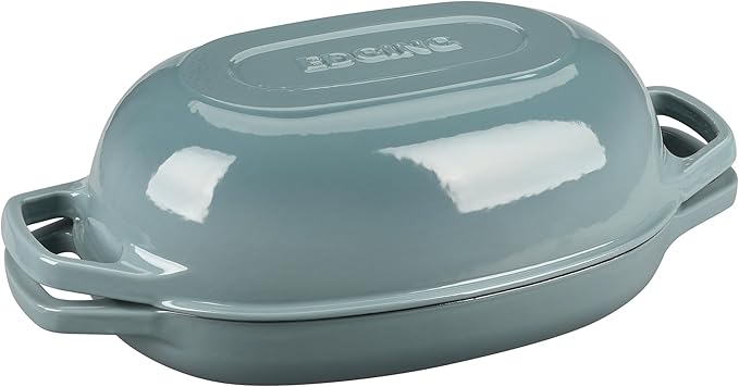 Enameled Cast Iron Dutch Oven Pot with Lid, Oval Dutch Oven for Bread Baking, Bread Oven for Homemade Sourdough Bread Baking, 5qt, Seasalt