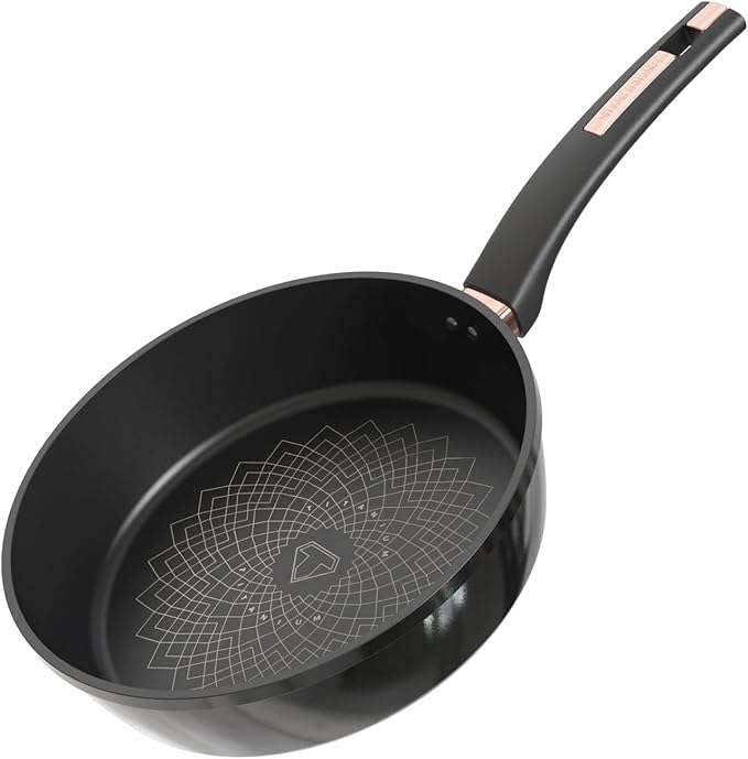 Sunhouse Ultra Titanium Nonstick Coating Aluminum Pan with 4-Layer Non-stick Coating, Non-Toxic, PTFE PFOA & PFAS Free, Stay-Cool Handle, Compatible with All Stovetops (12 inch)