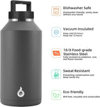 BJPKPK Half Gallon Water Bottle Insulated, Dishwasher Safe 64 oz Water Bottle with Handle, Leakproof BPA Free Water Jug, Large Stainless Steel Thermos for Sports, Grey