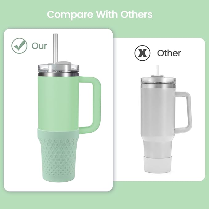 Silicone Boot for Stanley, Cup Bottom Protector Sleeve Accessories for Stanley Quencher H2.0 FlowState Tumbler 20oz/30oz/Stanley Adventure Quencher Tumbler 24oz (Light Green)