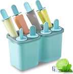 HOMQUEN Popsicles Molds, 8 Piece Ice Pop Mold, Reusable Easy Release Ice Cream Mold for kids, Many Shapes Homemade Popsicle Molds, DIY Popsicle Maker, BPA Free (8 Cavities-Blue)