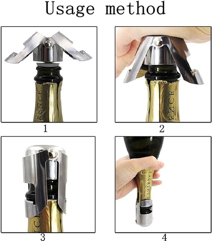 Champagne Sealer Stopper, BGMAX 3 Pack Stainless Steel Sparkling Wine Bottle Plug Sealer Set with a Longer Sealing Plug, Gifts Accessories for Champagne