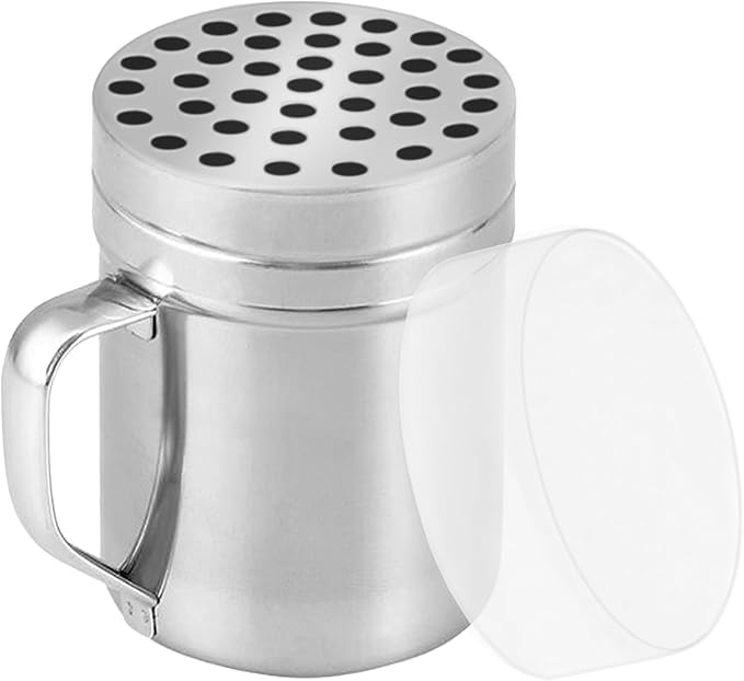 CUSINIUM 6oz Metal Parmesan Cheese Shaker with Large Holes - With Handle - Chili Flakes Dispensers - Pizza Shaker | Style: Coarse
